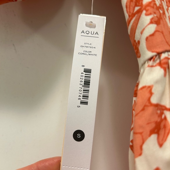 NWT Aqua Floral Strappy Off or On Shoulder Midi Dress Coral white Size Small - Picture 5 of 5